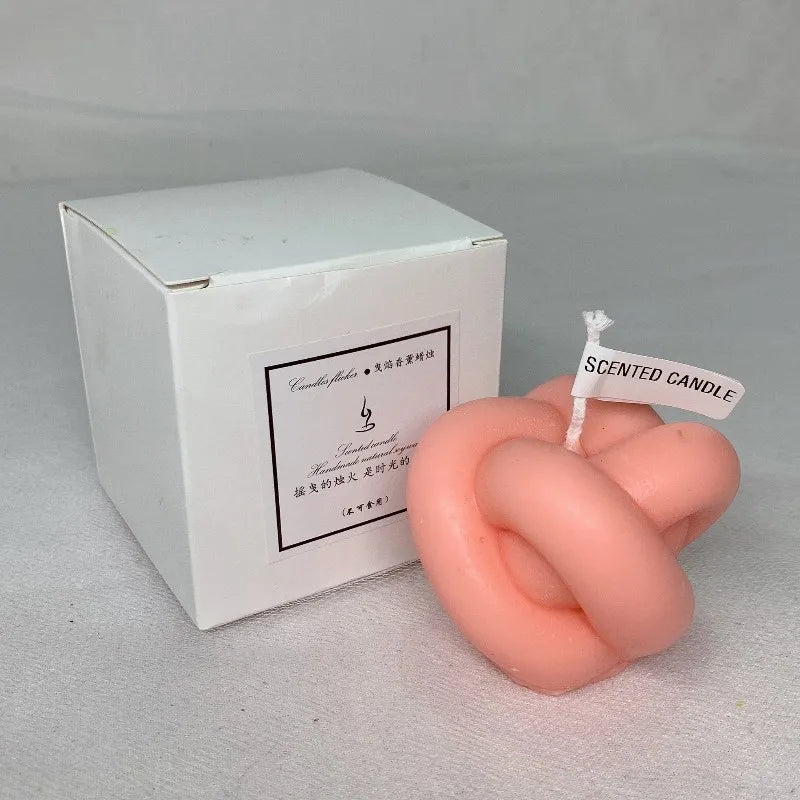 Bougie d'aromathérapie créative en forme de nœud de corde géométrique, décoration d'intérieur, bougie votive parfumée, cadeaux d'anniversaire pour petite amie
