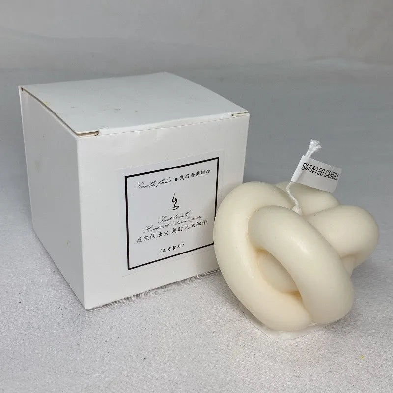 Bougie d'aromathérapie créative en forme de nœud de corde géométrique, décoration d'intérieur, bougie votive parfumée, cadeaux d'anniversaire pour petite amie
